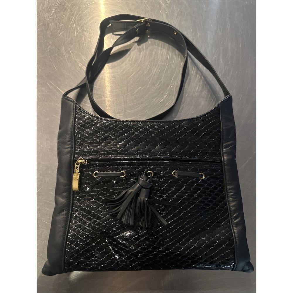 Elegant VTG Valerie Jean Bag Navy Leather w Tassel Classy Formal